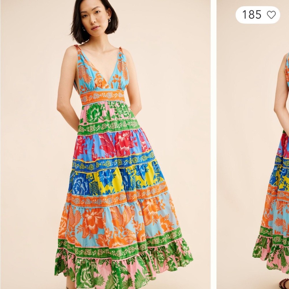 FARM RIO LACE GARDEN MIX MAXI DRESS
